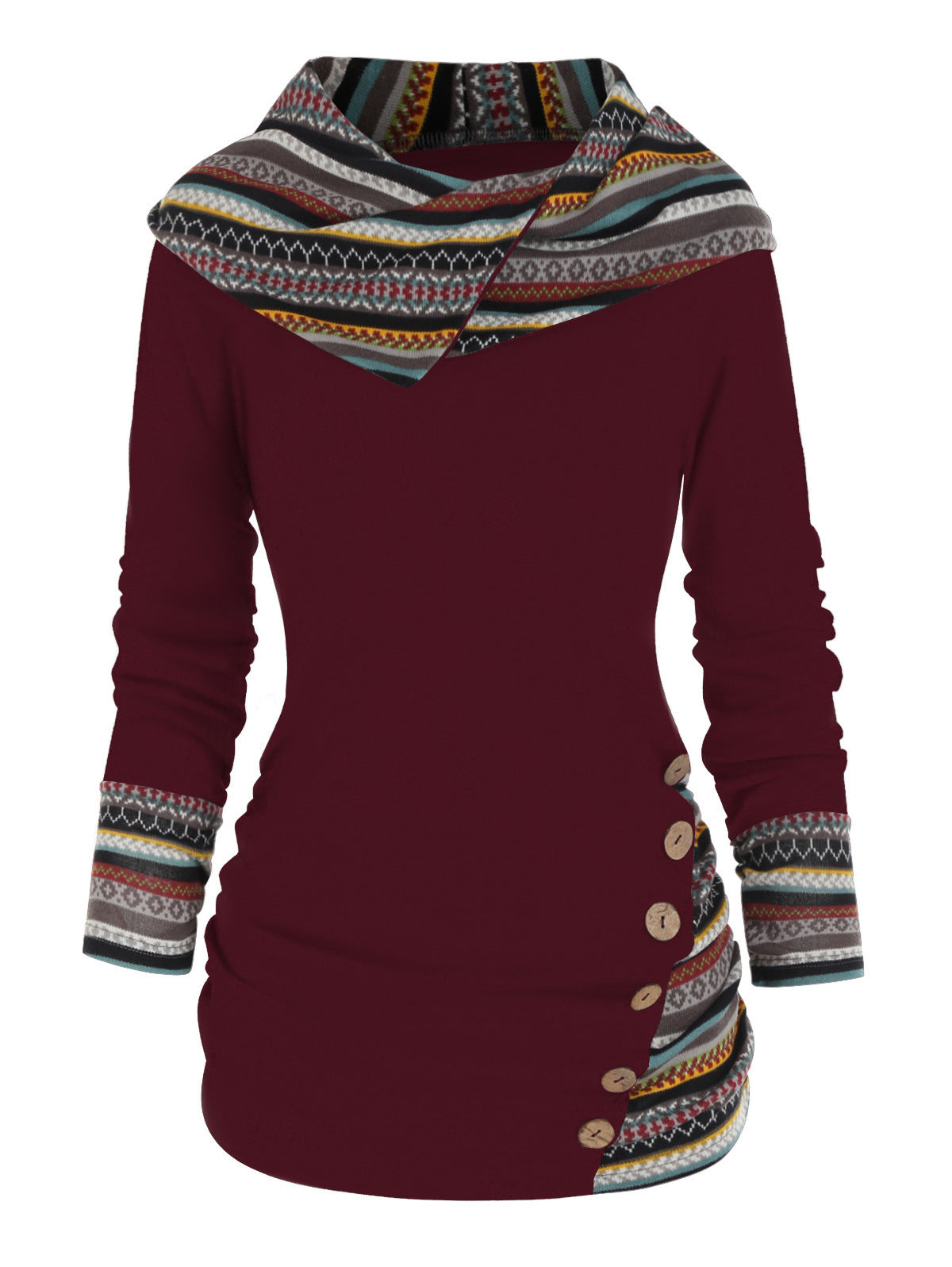 Boho-Patchwork-Hoodie für Damen