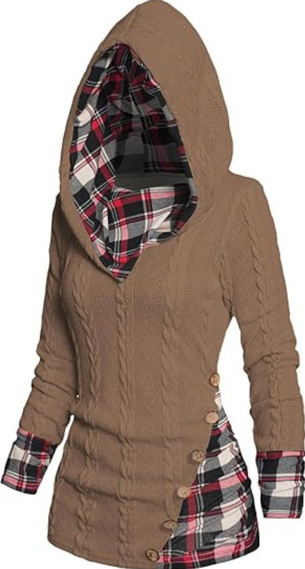 Elena | Highland Strick-Patchwork-Kapuzenpullover