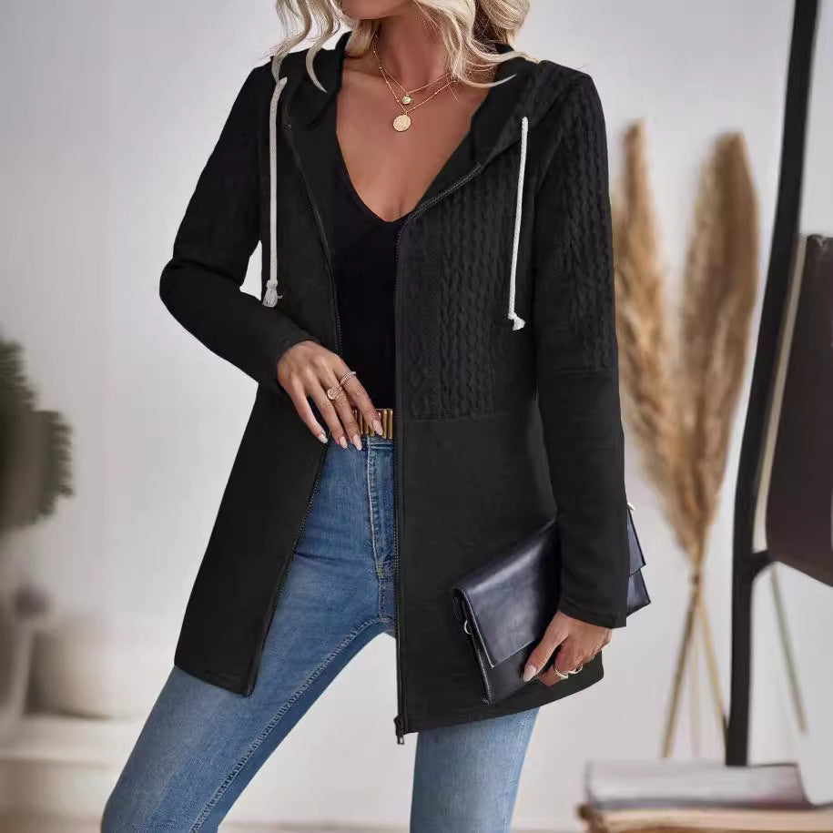 Mia | Schlanker grauer Kapuzen-Cardigan