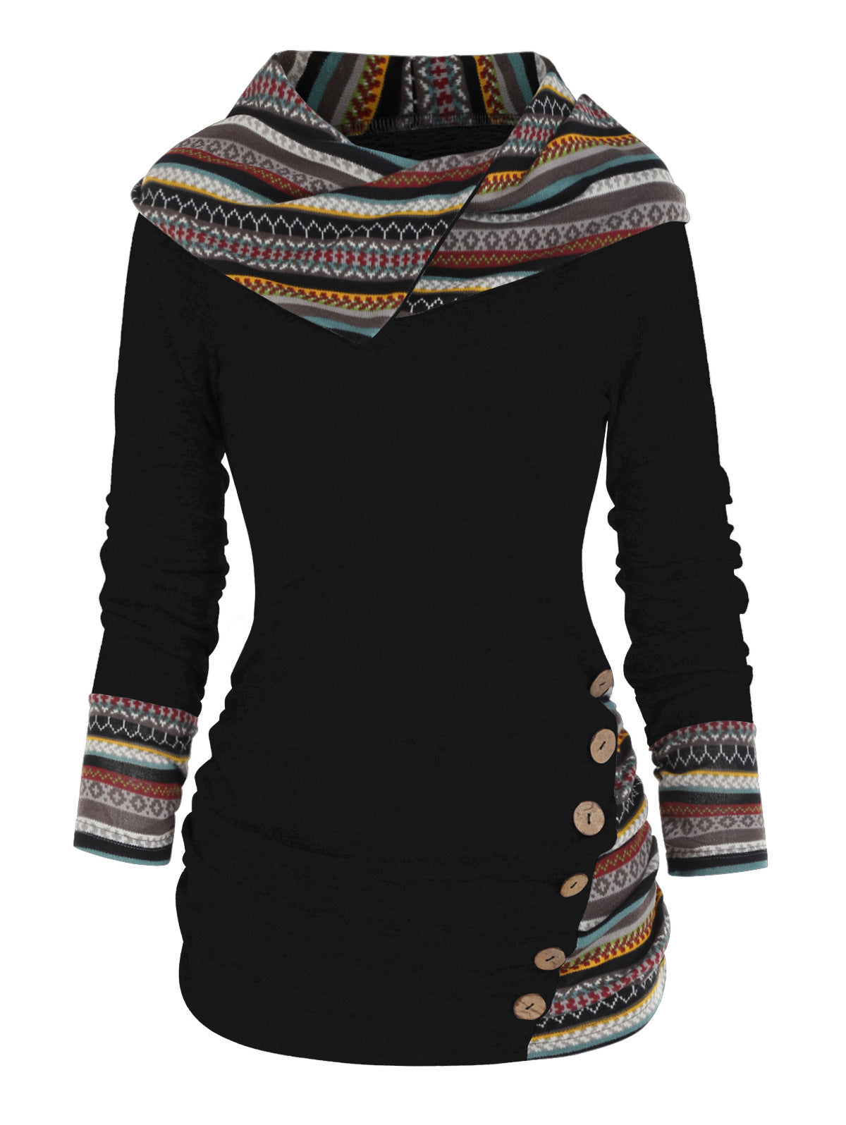 Boho-Patchwork-Hoodie für Damen