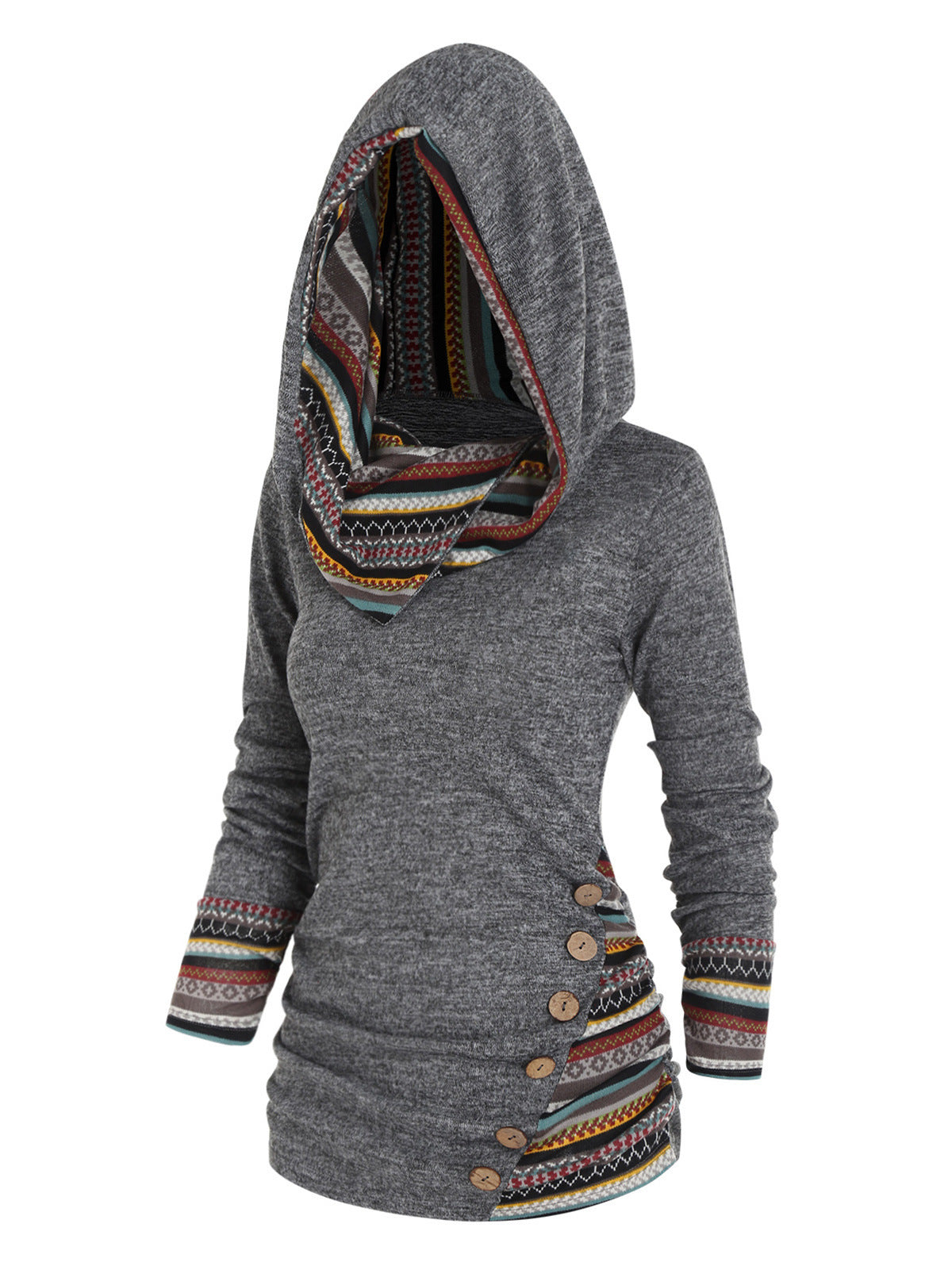 Boho-Patchwork-Hoodie für Damen