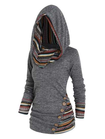 Boho-Patchwork-Hoodie für Damen