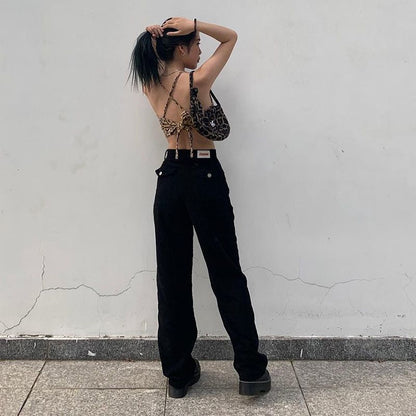 Rückenfreies Oberteil mit Leopardenmuster